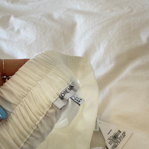 NWT Nadine Merabi White Darcie Feather Pants Size S - Picture 4 of 8